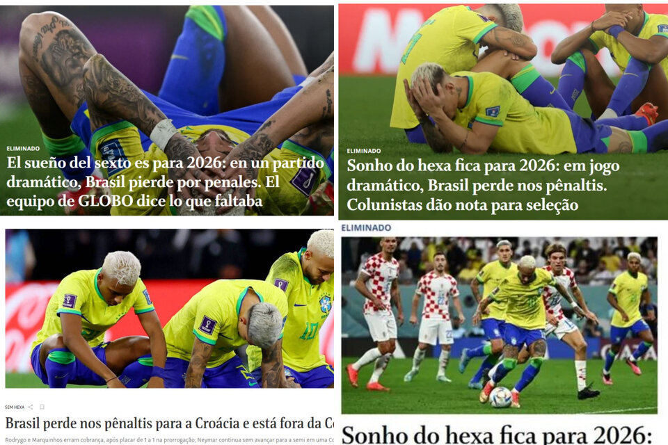 Cómo los diarios de Brasil reflejan hoy la eliminación ante Croacia. Imagen: captura de pantalla.  (Fuente: AFP)