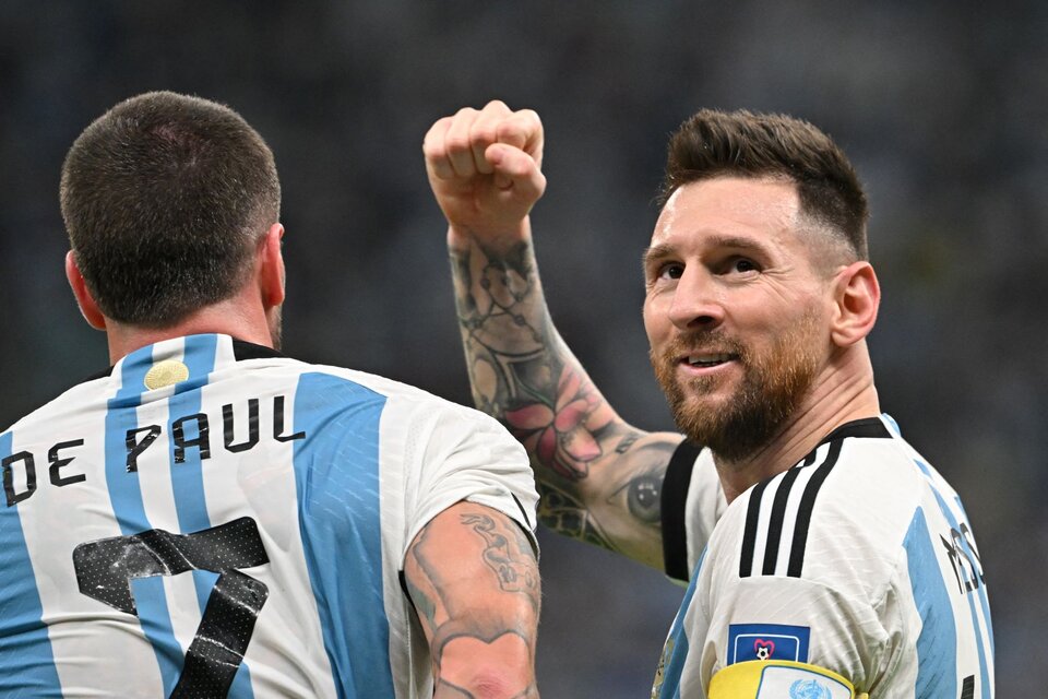 Liones Messi y Rodrigo de Paul, protagonistas de la Selección argentina.  (Fuente: AFP)