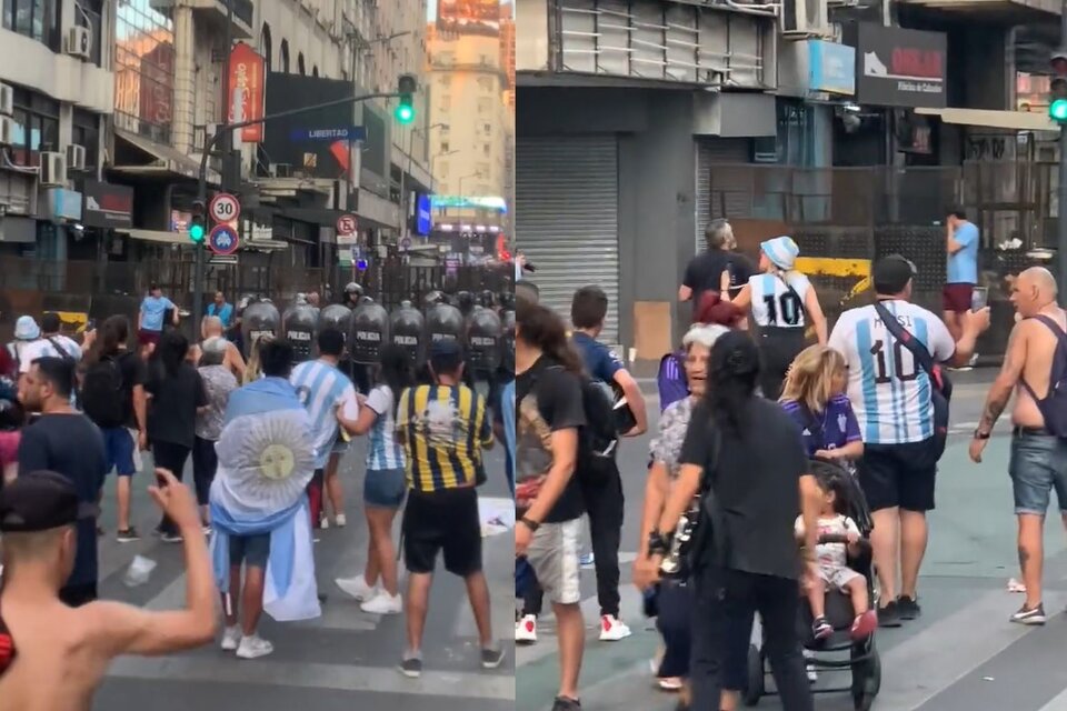 Incidentes en pleno centro porteño en medio de los festejos por el triunfo de Argentina. Imagen: captura de video.  
