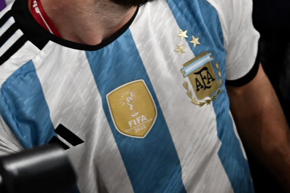 La nueva camiseta de la selección argentina  (Foto: AFP)