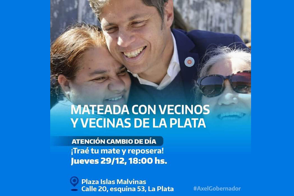 La parte inferior del flyer que anuncia la mateada: #AxelGobernador.