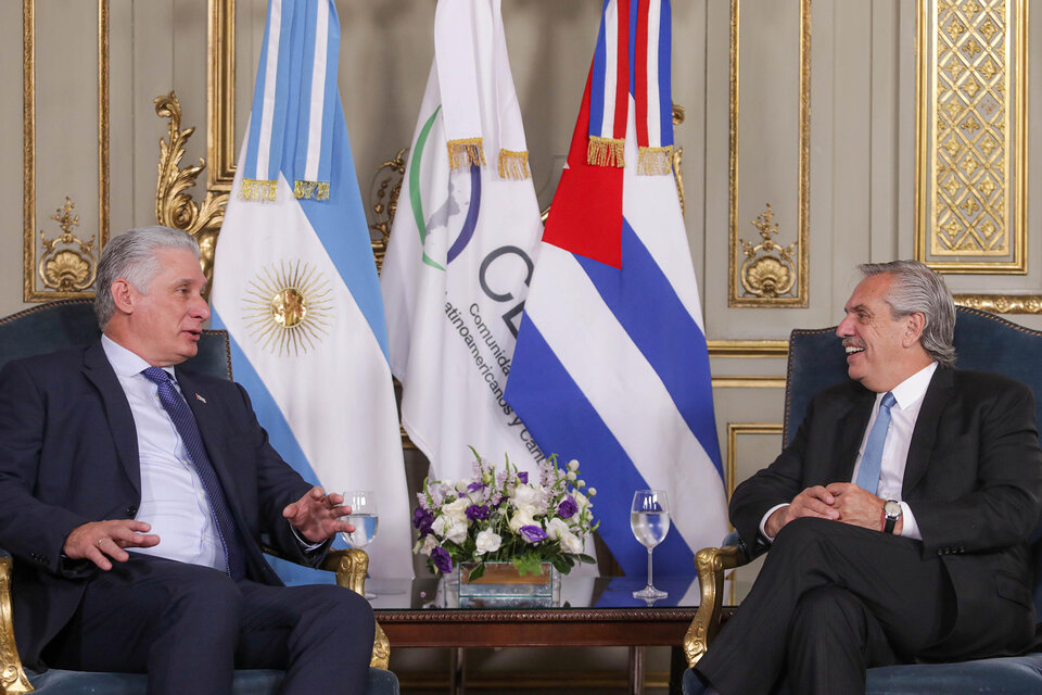 El presidente de Cuba, Miguel Díaz Canel, y Alberto Fernández.  (Fuente: NA)