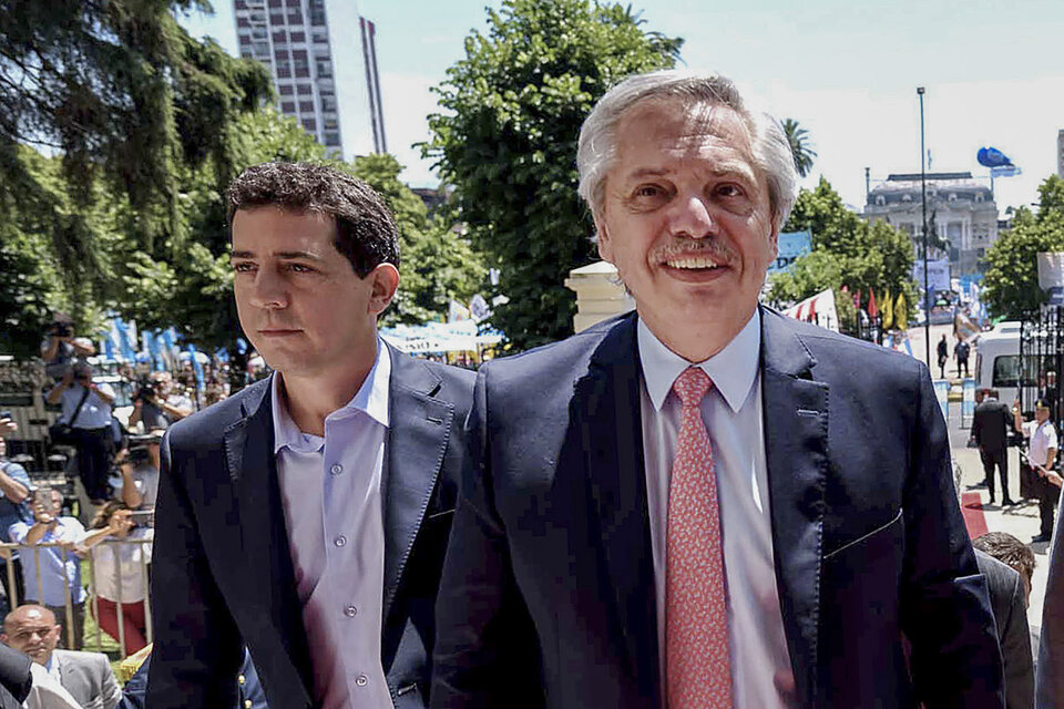 Presidente Alberto Fernández y ministro del Interior Wado de Pedro. (Fuente: NA)