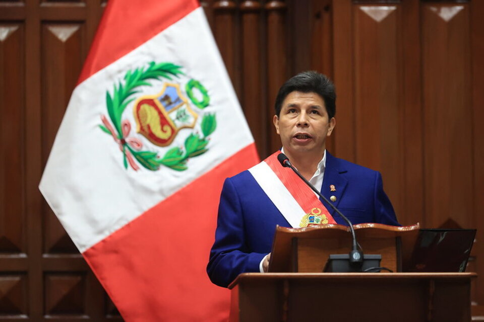 Presidente Pedro Castillo hablando ante el Congreso el 28 de julio / Presidencia de Perú 