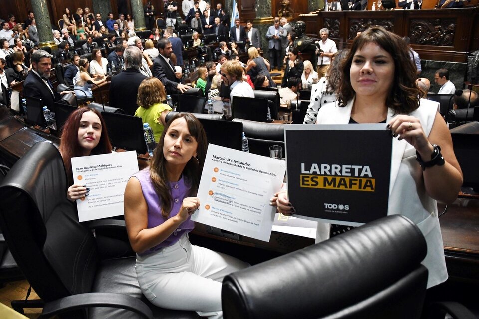 Legisladoras porteñas del Frentede Todos durante la Apertura de Sesiones  Ordinarias 2023. Imagen: Télam.