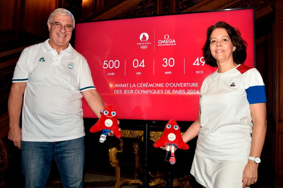 El presidente del Comité Olímpico, Mario Moccia, y la embajadora Claudia Scherer-Effosse (Fuente: Prensa COA)