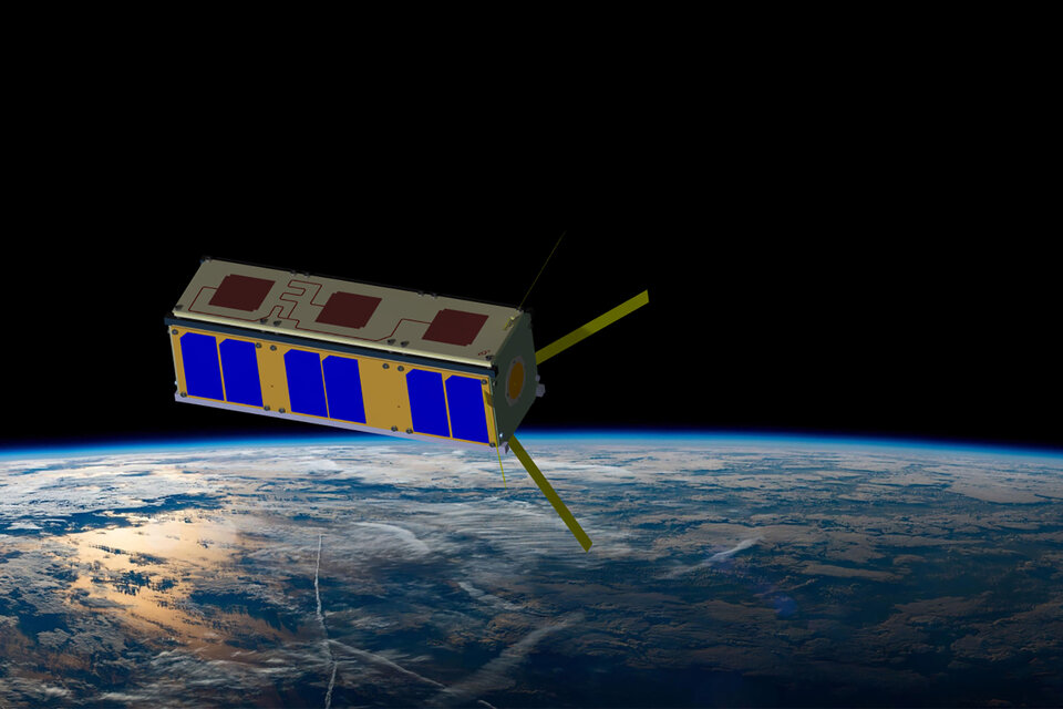 Representación artística del USAT 1 en órbita. (Fuente: Centro Tecnológico Aeroespacial/David Williams Rogers)