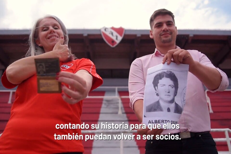 Campaña de Independiente para restituir carnets a socios e hinchas desaparecidos. (Fuente: Captura de vídeo )