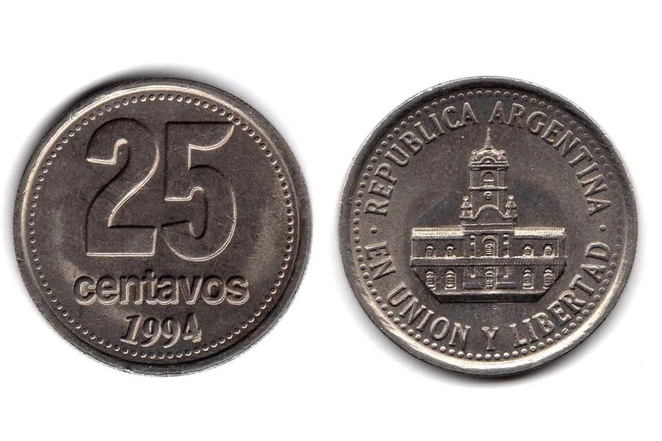 En Mercado Libre se venden monedas de 25 centavos por hasta $ 15.000. Imagen: BCRA
