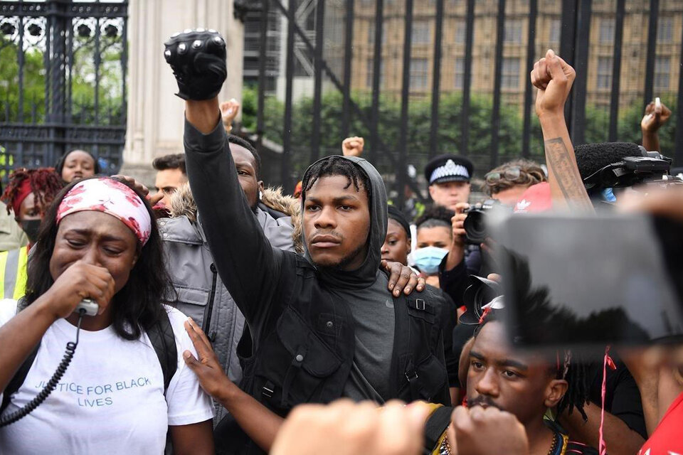 En 2020, Boyega dio un encendido discurso en la manifestación de Black Lives Matter de Londres. (Fuente: AFP)