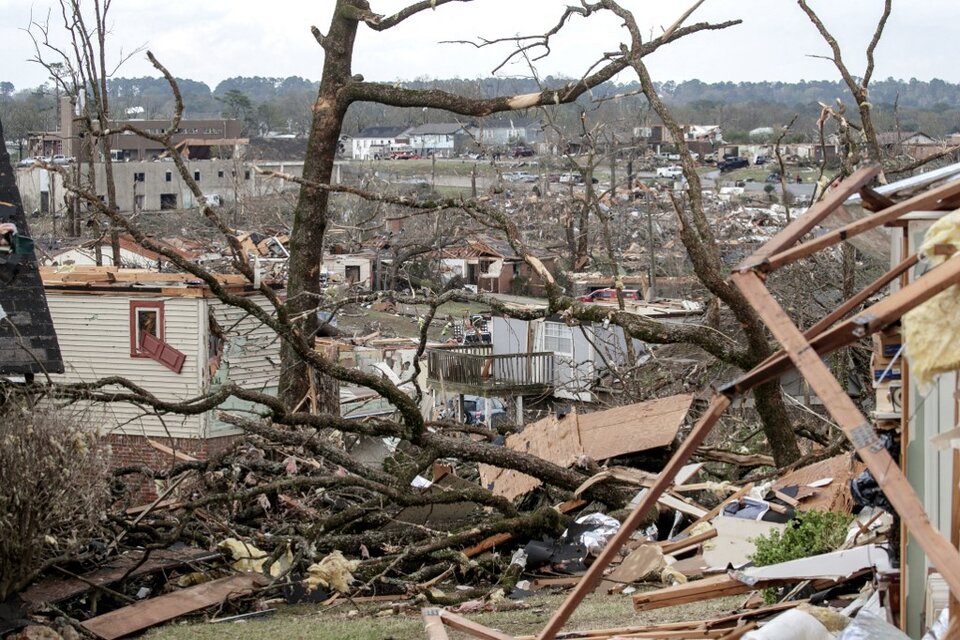 Los tornados han dejado a su paso un rastro de destrucción con árboles y postes eléctricos arrancados del suelo (Foto: AFP).