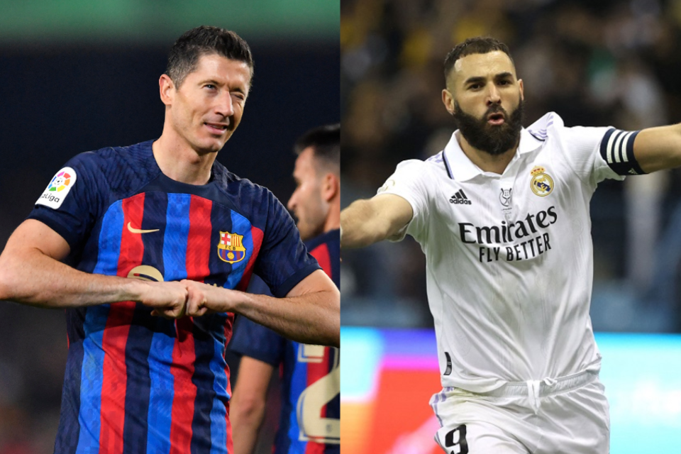 Robert Lewandowski y Karim Benzema, los goleadores del Barcelona y del Real Madrid, serán titulares. (Fuente: AFP)