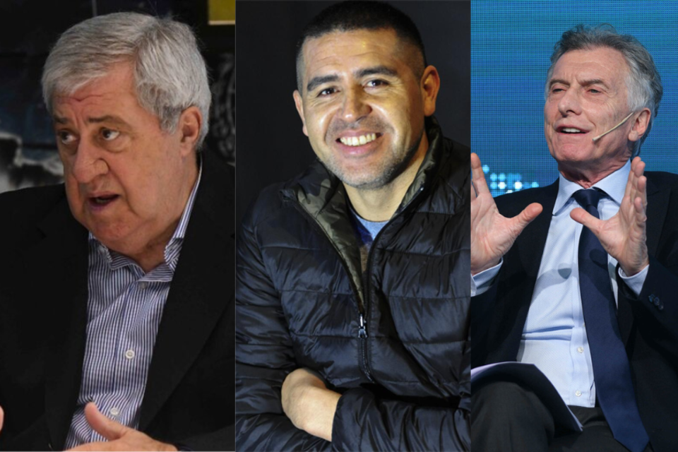 Jorge Amor Ameal, Juan Román Riquelme y Mauricio Macri. 