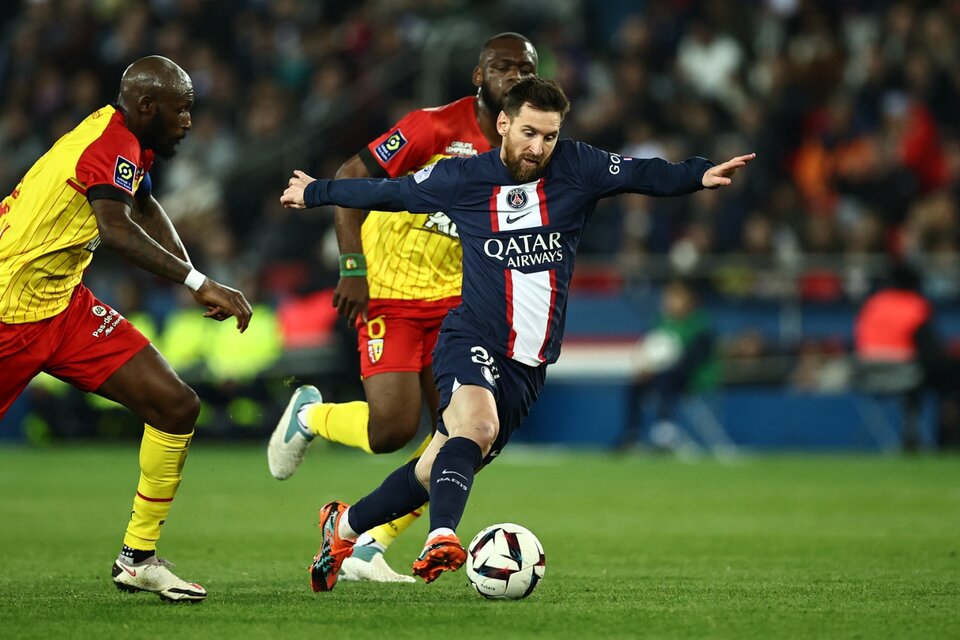 Messi anotó el tercer gol de PSG ante Lens. (Fuente: AFP)