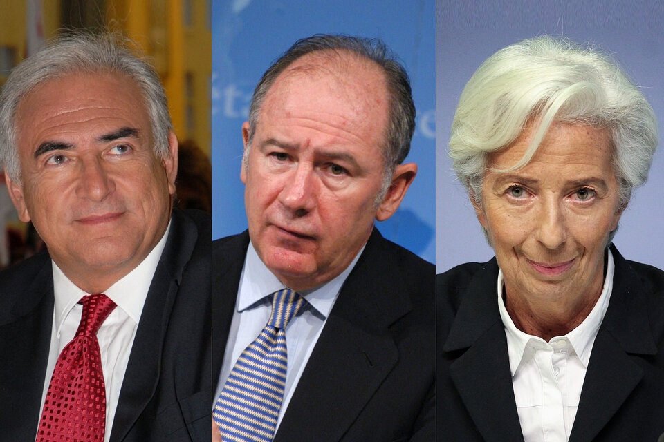 Rodrigo Rato, Dominique Strauss Kahn y Christine Lagarde, ex titulares del FMI