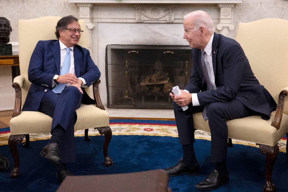 Petro y Biden en el Salón Oval de la Casa Blanca. (Fuente: AFP)