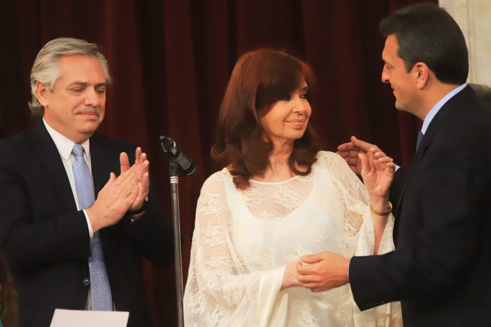 Alberto Fernández, Cristina Kirchner y Sergio Massa. 