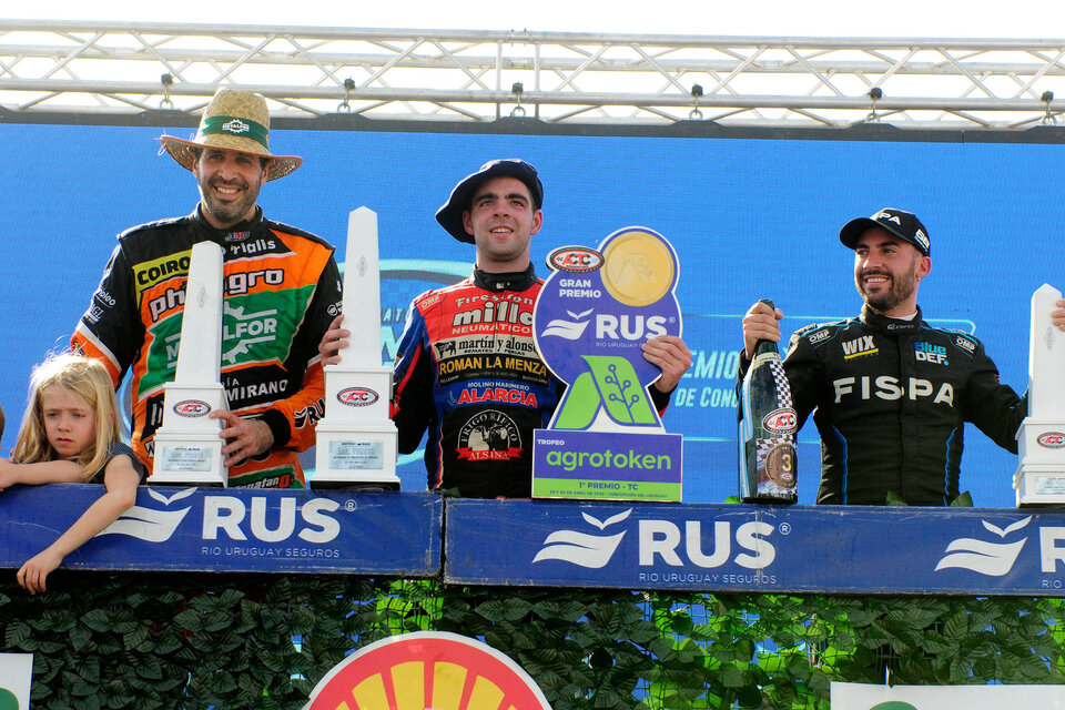 Germán Todino (Dodge), Jonatán Castellano (Dodge) y Julián Santero (Ford), en lo más alto del podio. (Fuente: Prensa ACTC)