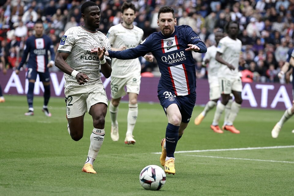 Messi, en el partido con el Lorient, el domingo pasado.  (Fuente: EFE)