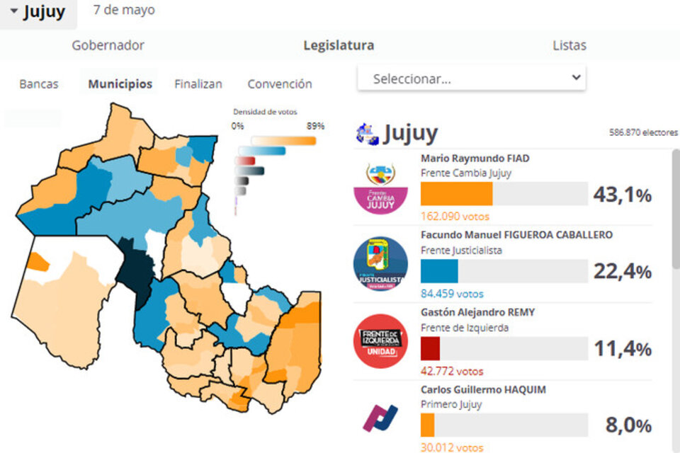 Elecciones en Jujuy: el mapa interactivo con los resultados