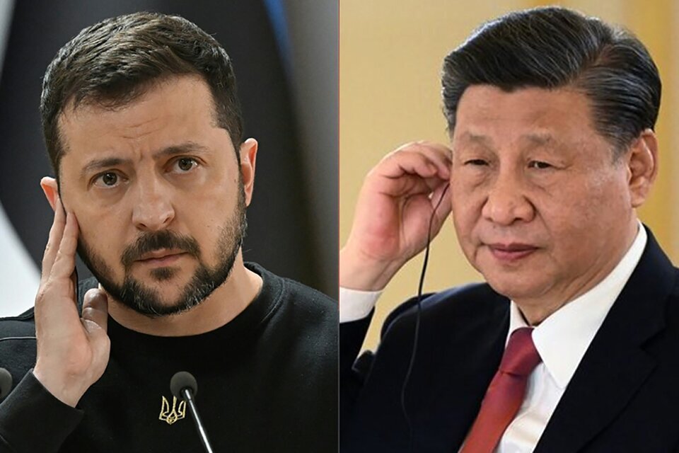 Los mandatarios de Ucrania, Volodimir Zelenski, y de China, Xi Jinping. (Fuente: AFP)