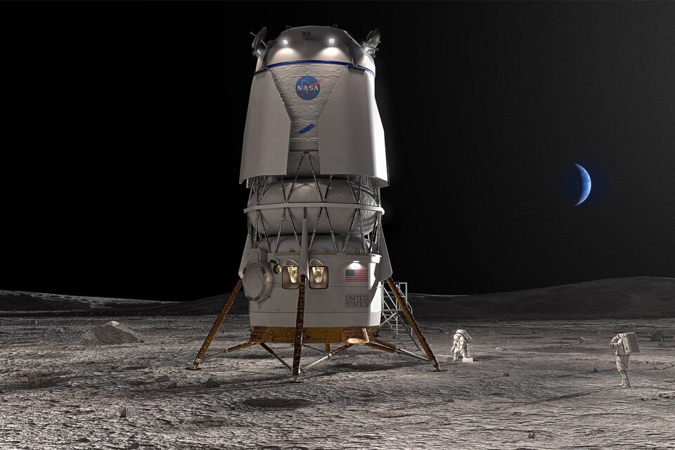Una representación del módulo de aterrizaje Blue Moon de Blue Origin, como parte del programa Artemis de la NASA. Imagen: Blue Origin/NASA