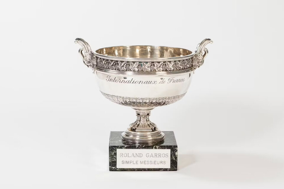 Trofeo de Roland Garros, el Grand Slam que se juega sobre polvo de ladrillo.  (Fuente: Roland Garros)