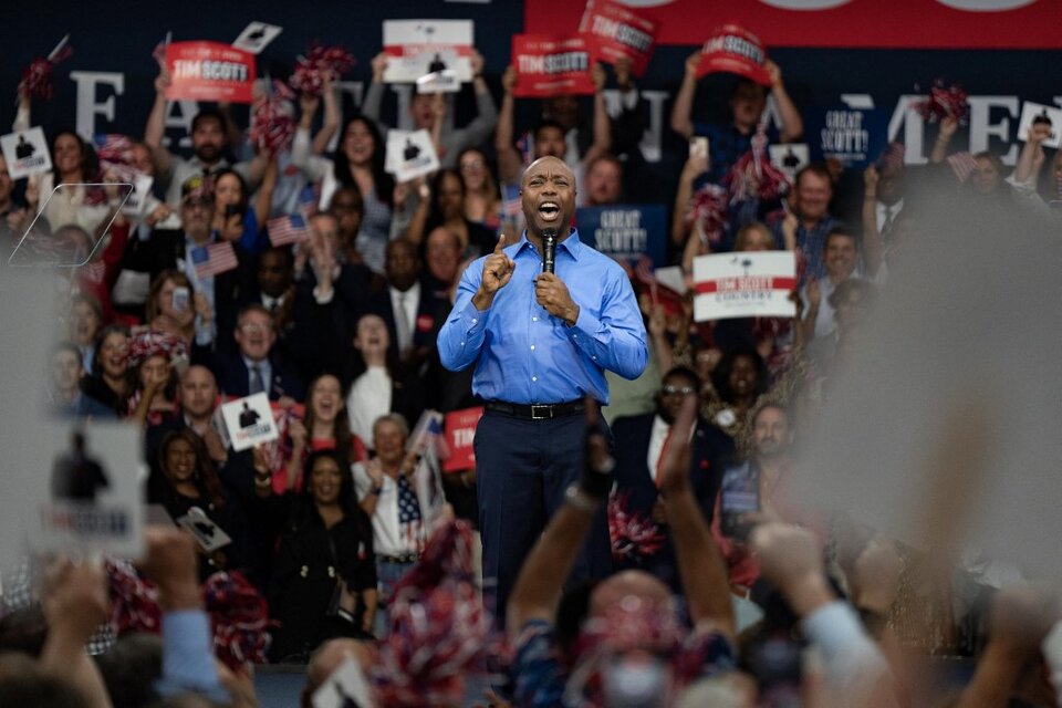El senador Tim Scott lanzó su candidatura para convertirse en el primer presidente republicano negro de Estados Unidos (Fuente: AFP)