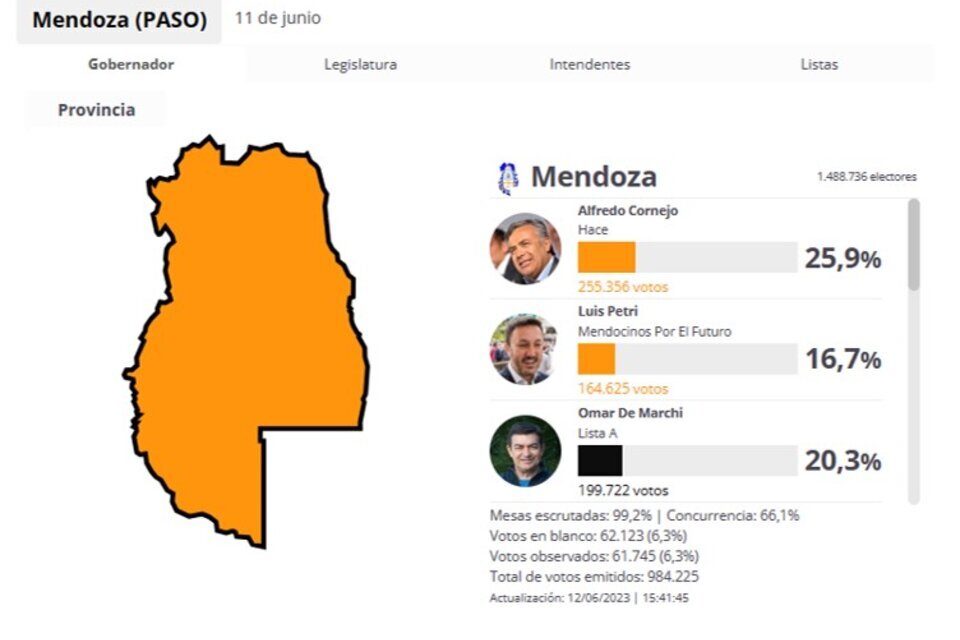 Elecciones en Mendoza mapa interactivo con los resultados