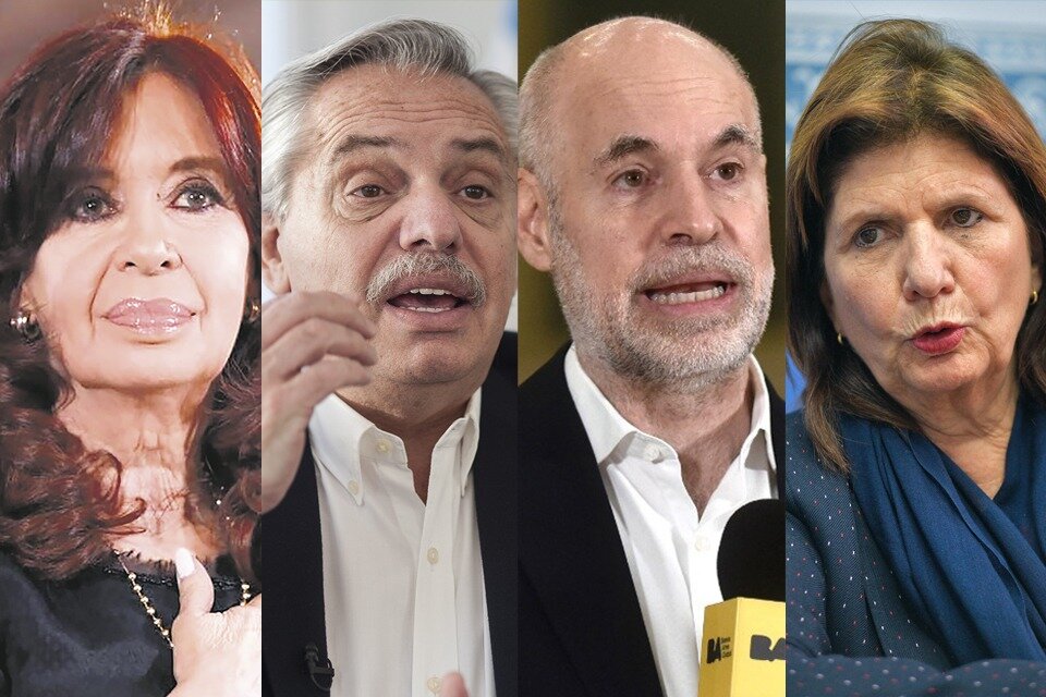 Cristina Kirchner, Alberto Fernández, Horacio Rodríguez Larreta y Patricia Bullrich.