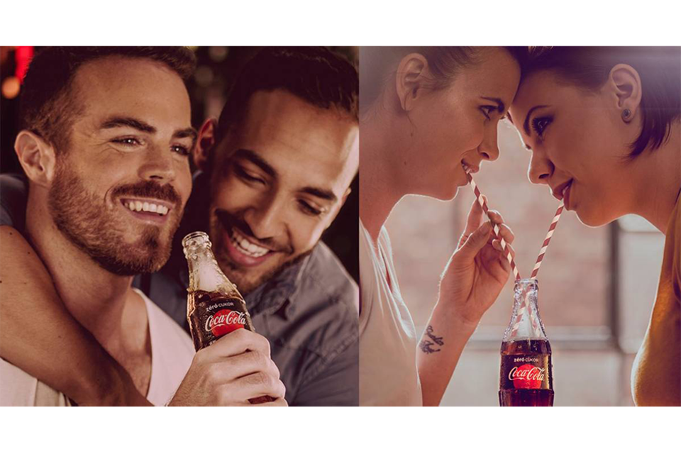 “Love is love” y “Cero azúcar, cero prejuicios”, campañas de Coca-Cola de 2019. 