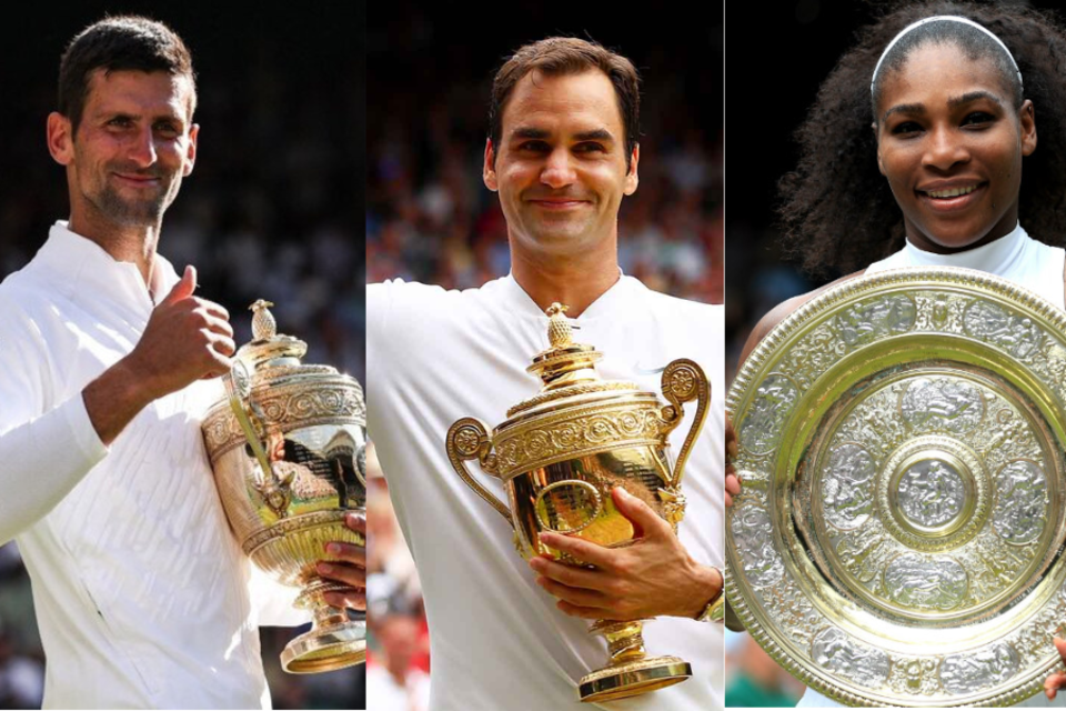 Novak Djokovic (AFP), Roger Federer (ATP) y Serena Williams (WTA).