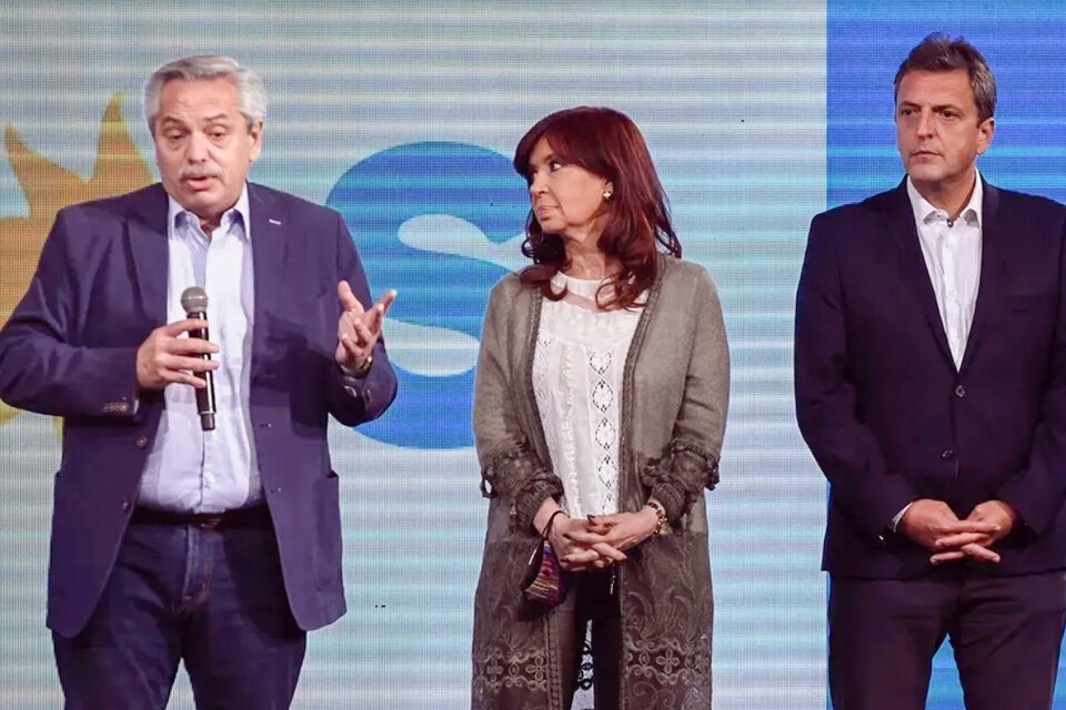 Alberto Fernandéz, Cristina Kirchner y Sergio Massa.