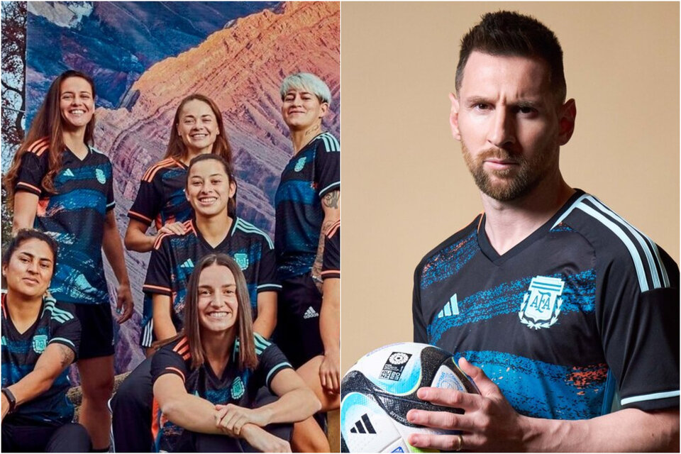Messi publicó un video de campaña de Adidas haciendo unos "jueguitos" con la pelota, vestido con la camiseta alternativa del seleccionado femenino. (Foto: collage de fotos)