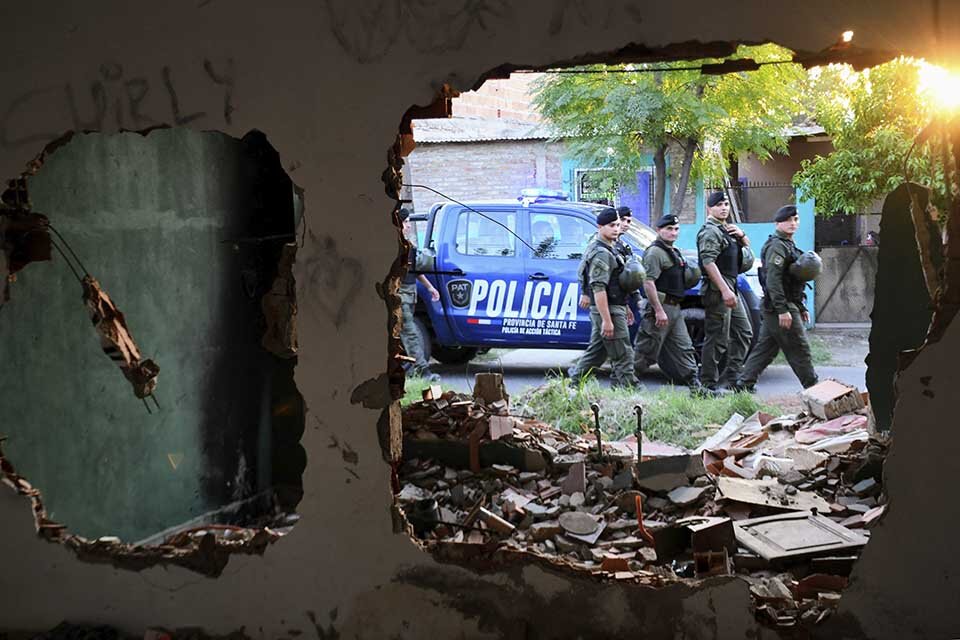 Despliegue de fuerzas de seguridad federales en Rosario. (Fuente: AFP)