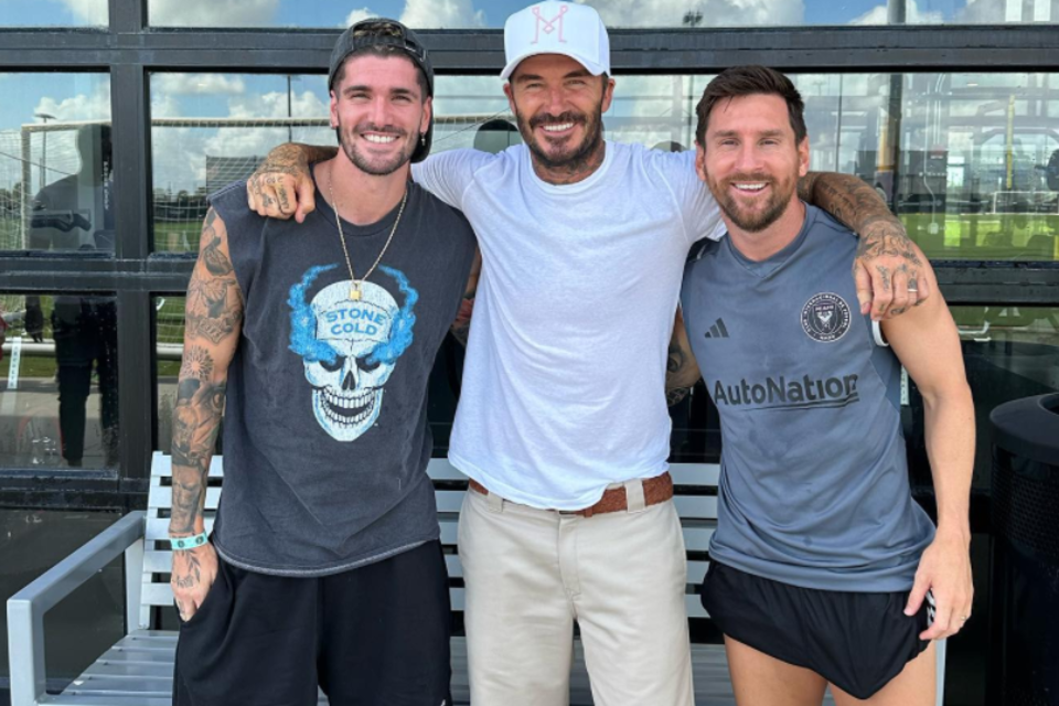 David Beckham, Lionel Messi y Rodrigo De Paul.  (Fuente: Instagram @davidbeckham)