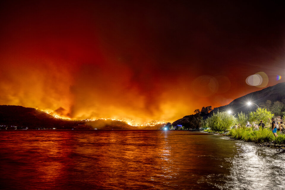 Incendio forestal en el arroyo McDougall, en la Columbia Británica. (Fuente: AFP)