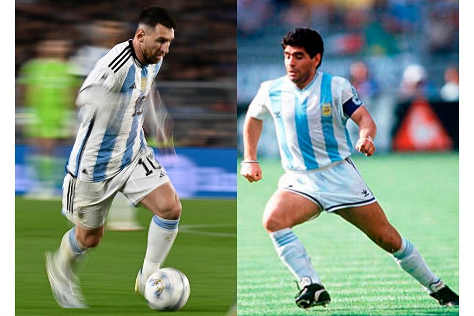 Messi y Maradona: capitanes y campeones del mundo.