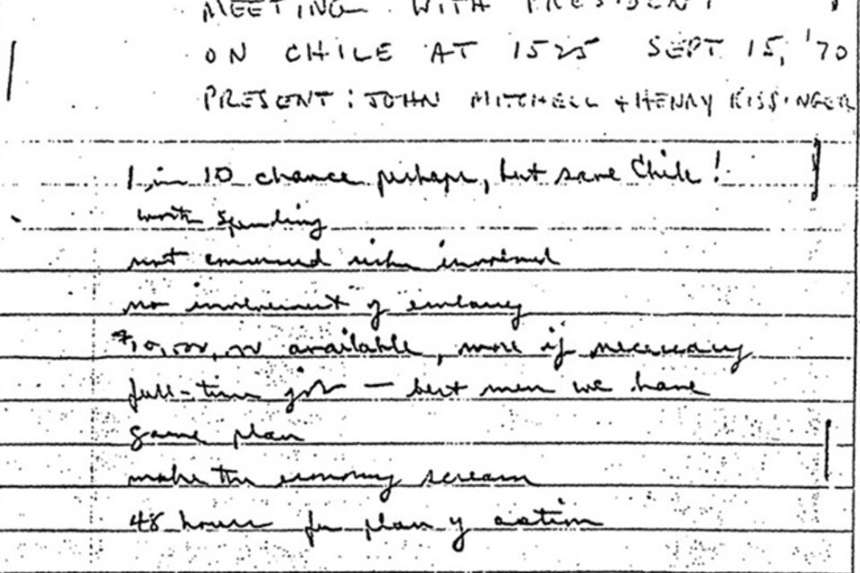Richard Helms --CIA-- tomó nota de las órdenes golpistas de Richard Nixon.