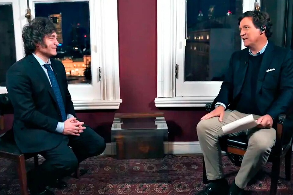 Javier Milei con el periodista estadounidense Tucker Carlson.