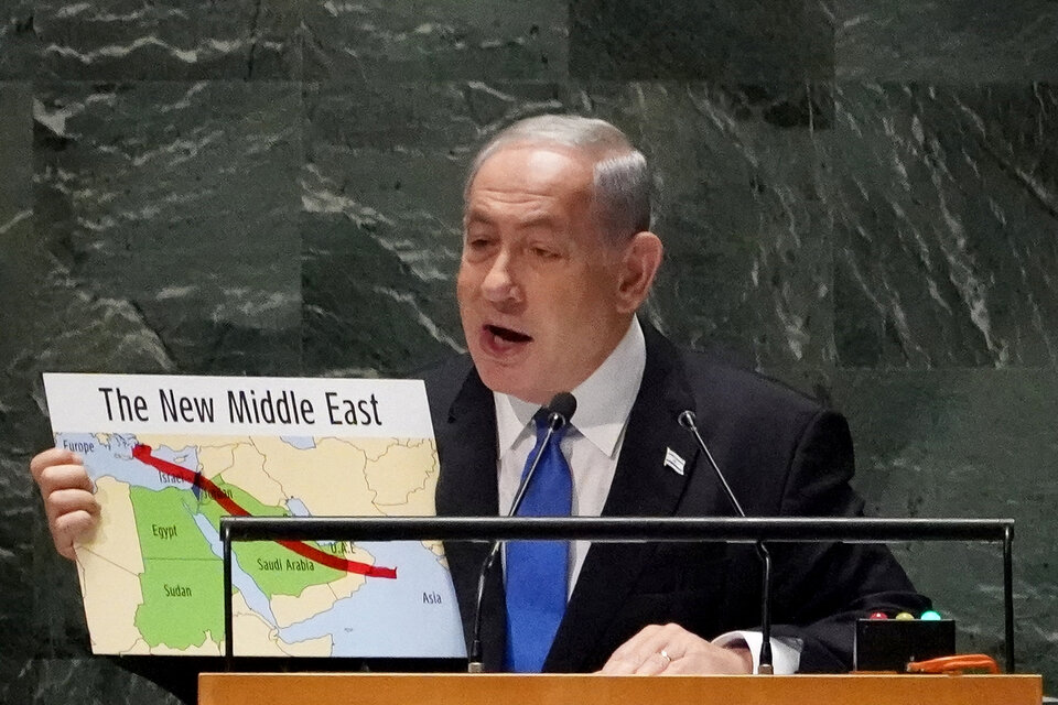 El primer ministro israelí, Benjamin Netanyahu, en la ONU. (Fuente: AFP)