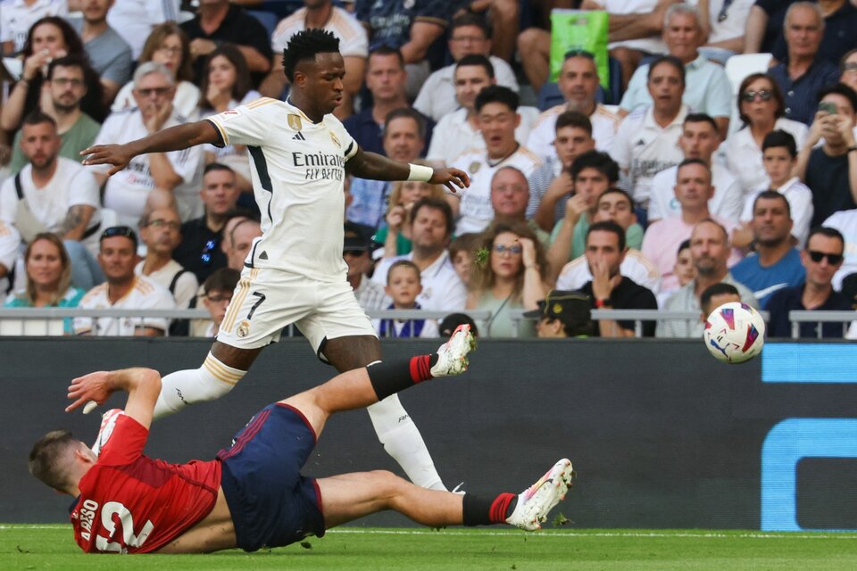 Vinicius anotó un gol en otra jornada en la que brilló Bellingham (Fuente: AFP)