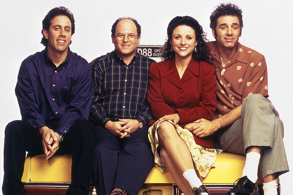 Jerry Seinfeld, Jason Alexander, Julia Louis-Dreyfus y Michael Richards, el célebre cuarteto de "Seinfeld".