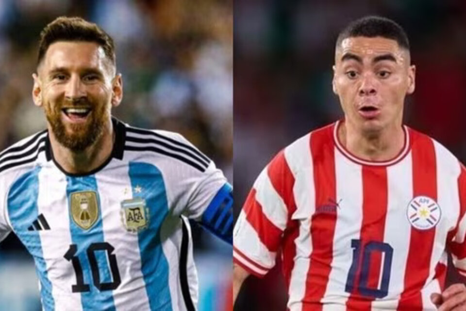 Lionel Messi y Miguel Almirón, las figuras de Argentina y Paraguay. 