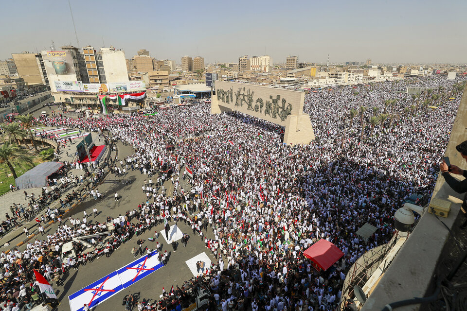 En Bagdad sucedió la mayor concentración en defensa de Gaza. (Fuente: AFP)