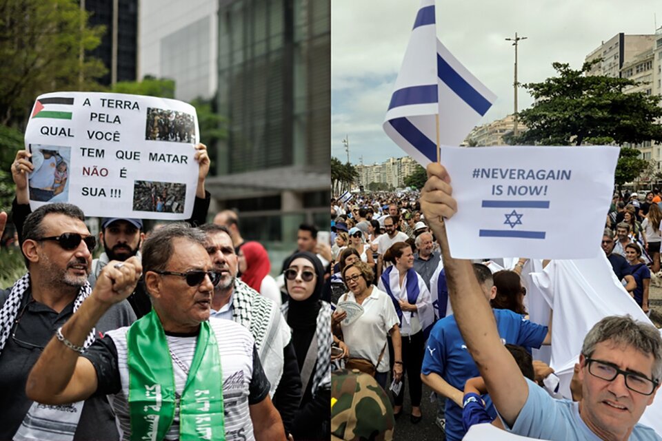 En San Pablo apoyo a los palestinos y Río de Janeiro respaldo a Israel.  (Fuente: EFE)