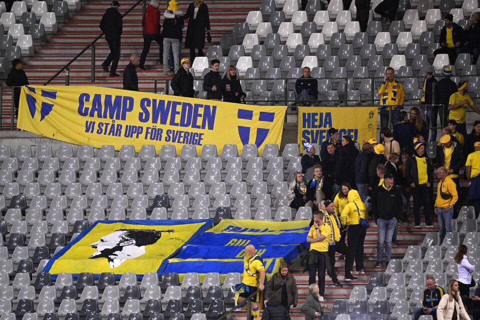 Los hinchas suecos en el estadio (Fuente: AFP)