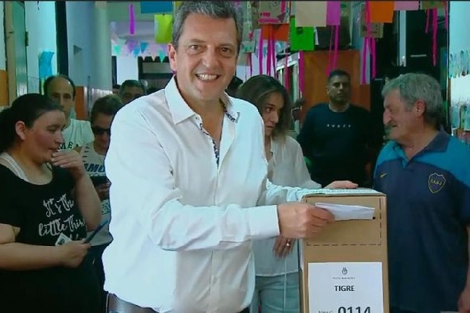 Sergio Massa votó este domingo. (Captura TV)