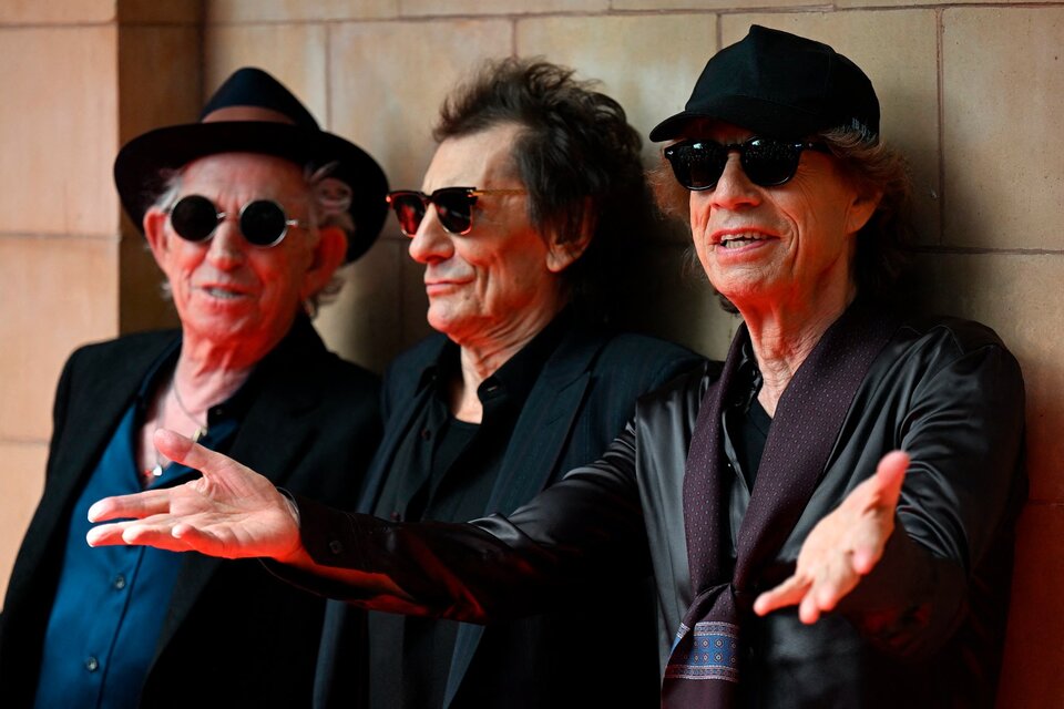 Keith Richards, Ron Wood y Mick Jagger. Sin el recordado Charlie Watts, que sin embargo "aparece" en dos temas.  (Fuente: AFP)