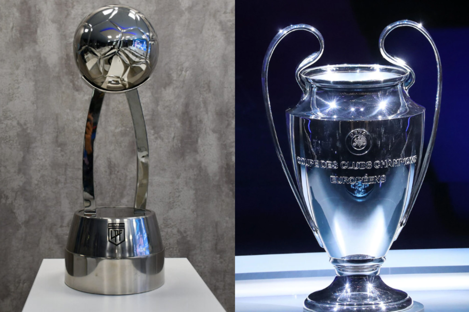 Trofeos de la Copa de la Liga (LPF) y la Champions League (UEFA).